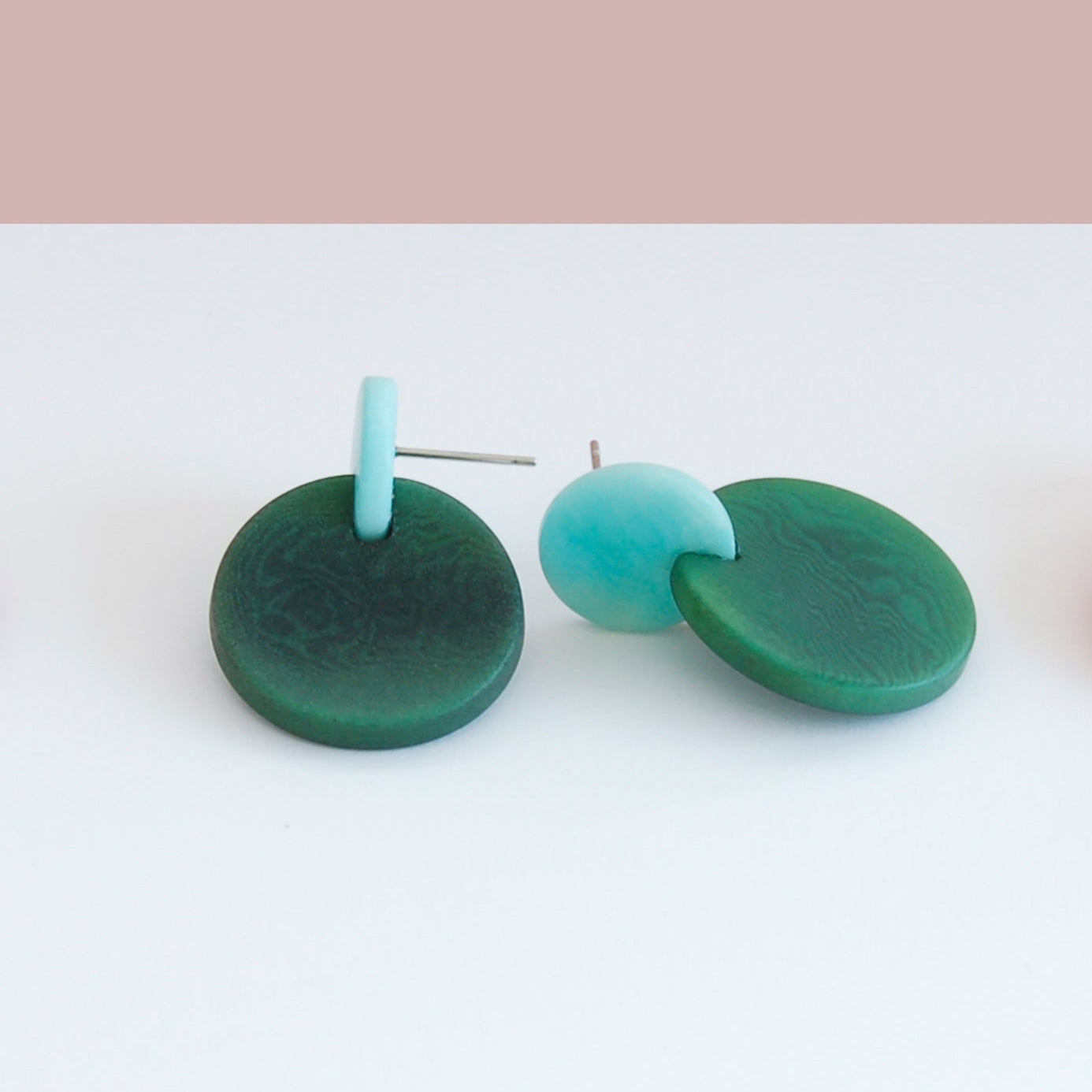 Colourful dangling earrings made with tagua nut beads