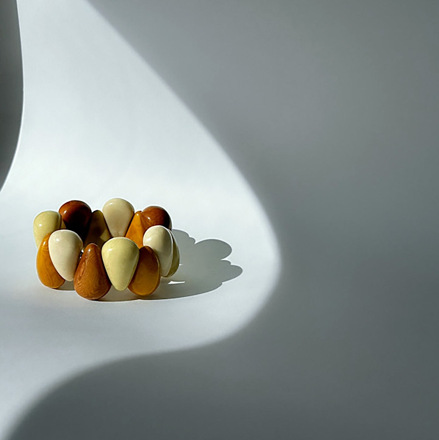 Modern organic design bracelet, made of sustainable tagua nut / vegetable ivory