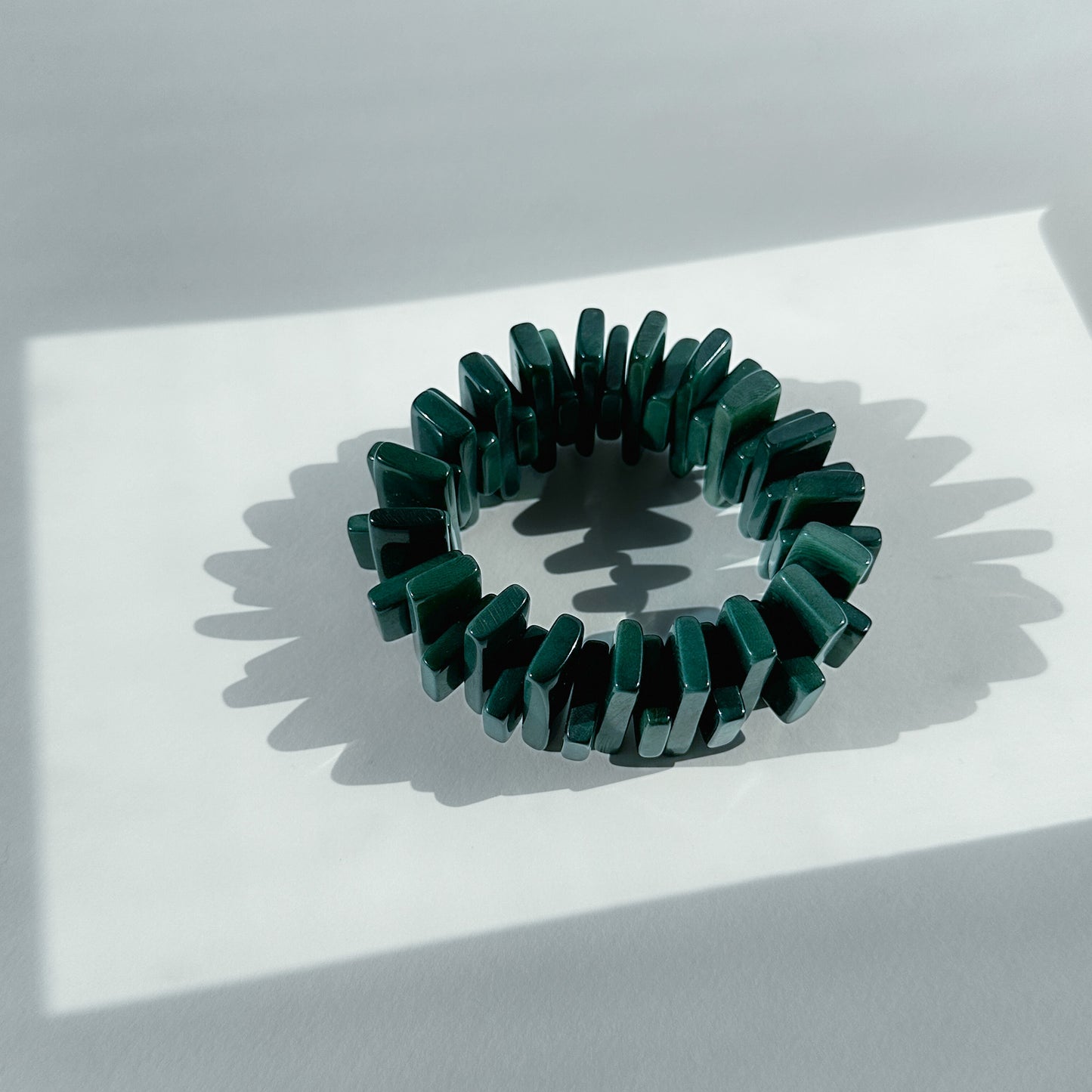 Architectonic and modern bracelet made with tagua nuts for Nasjonalmuseet Norway