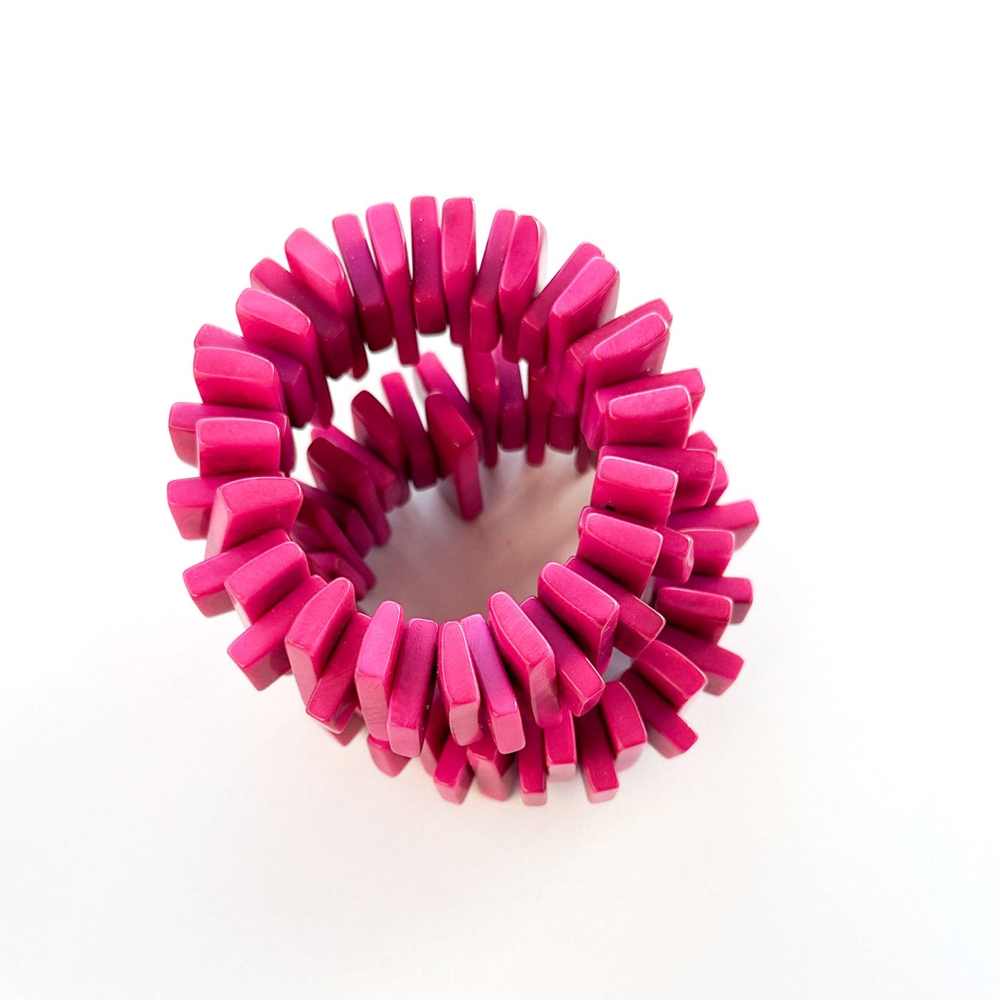 Architectonic and modern bracelet made with tagua nuts for Nasjonalmuseet Norway
