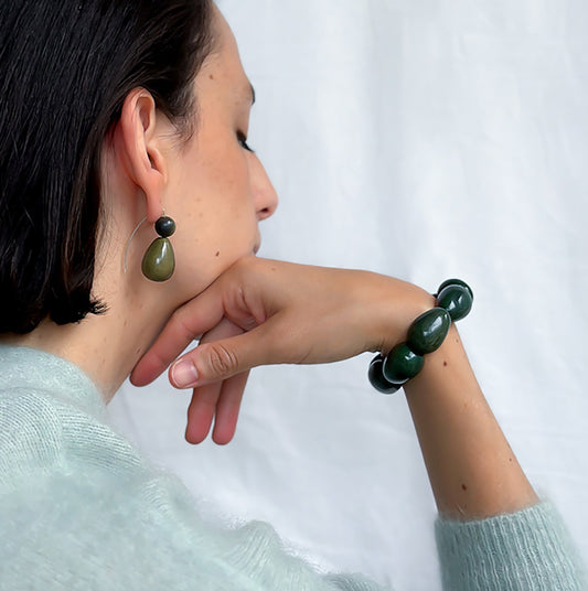 Earrings handmade with tagua nut beads and silver hooks