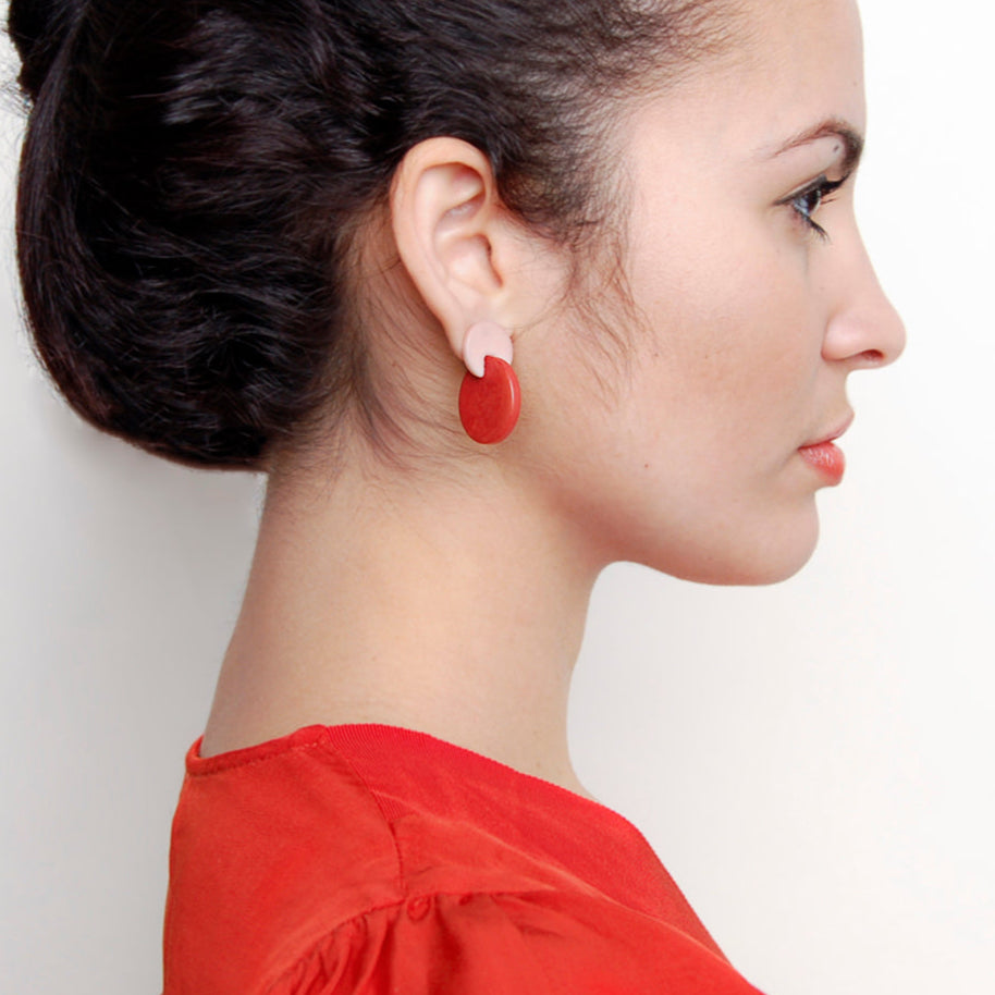 Colourful dangling earrings made with tagua nut beads