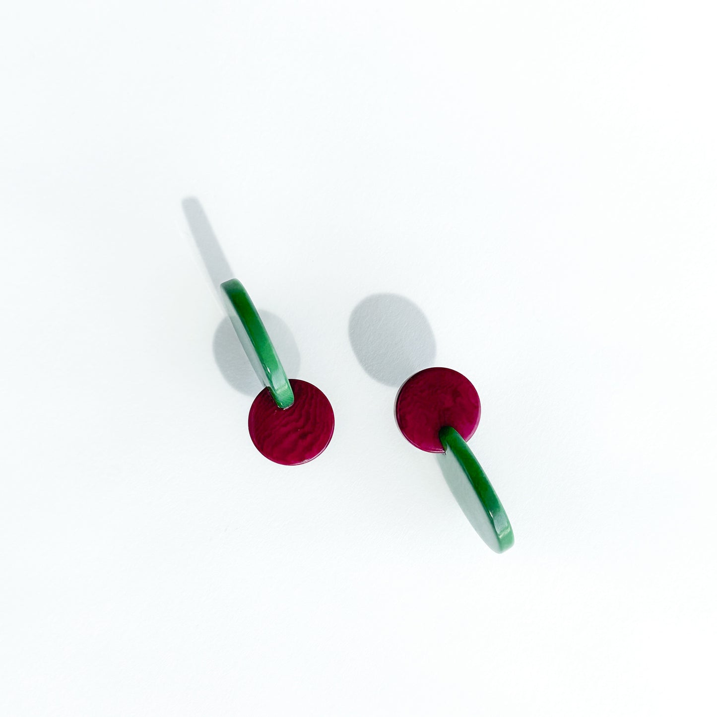 Colourful dangling earrings made with tagua nut beads