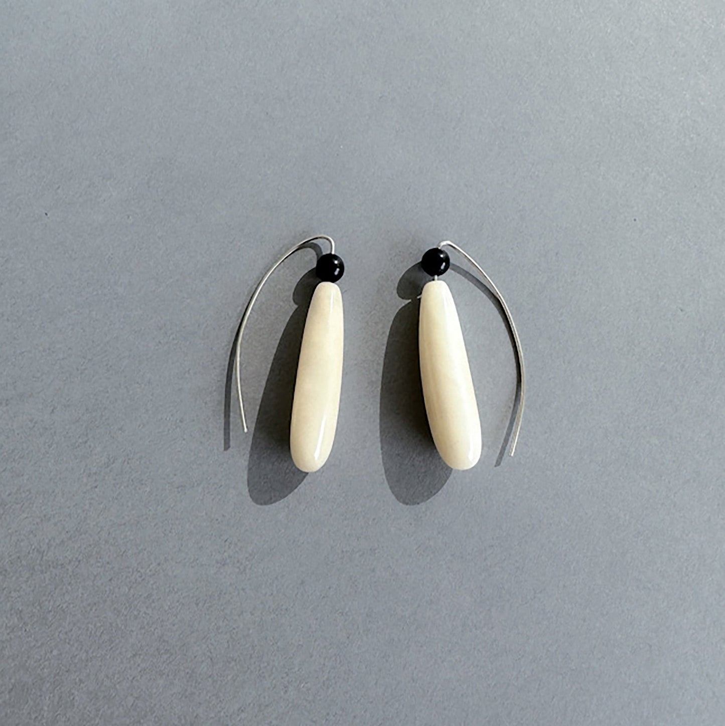 Earrings handmade with tagua nut beads and silver hooks