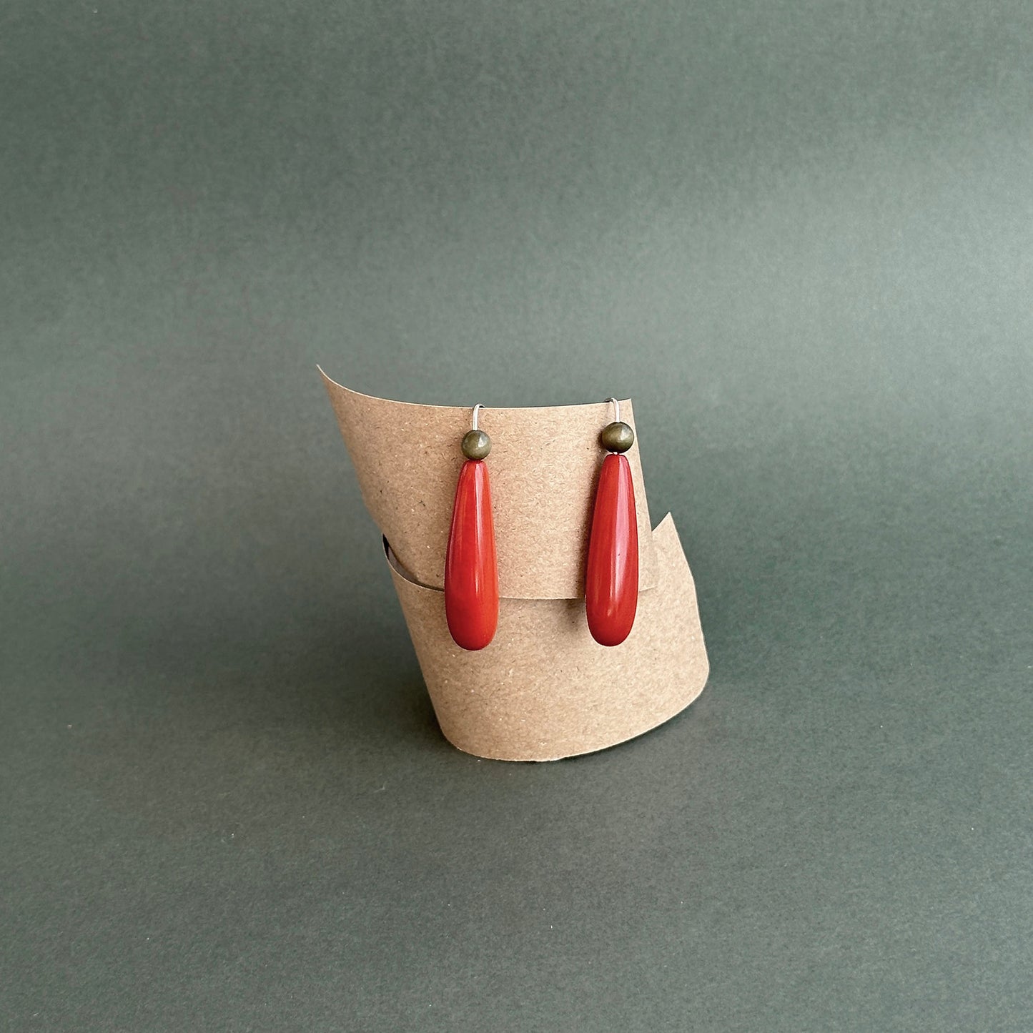 Earrings handmade with tagua nut beads and silver hooks