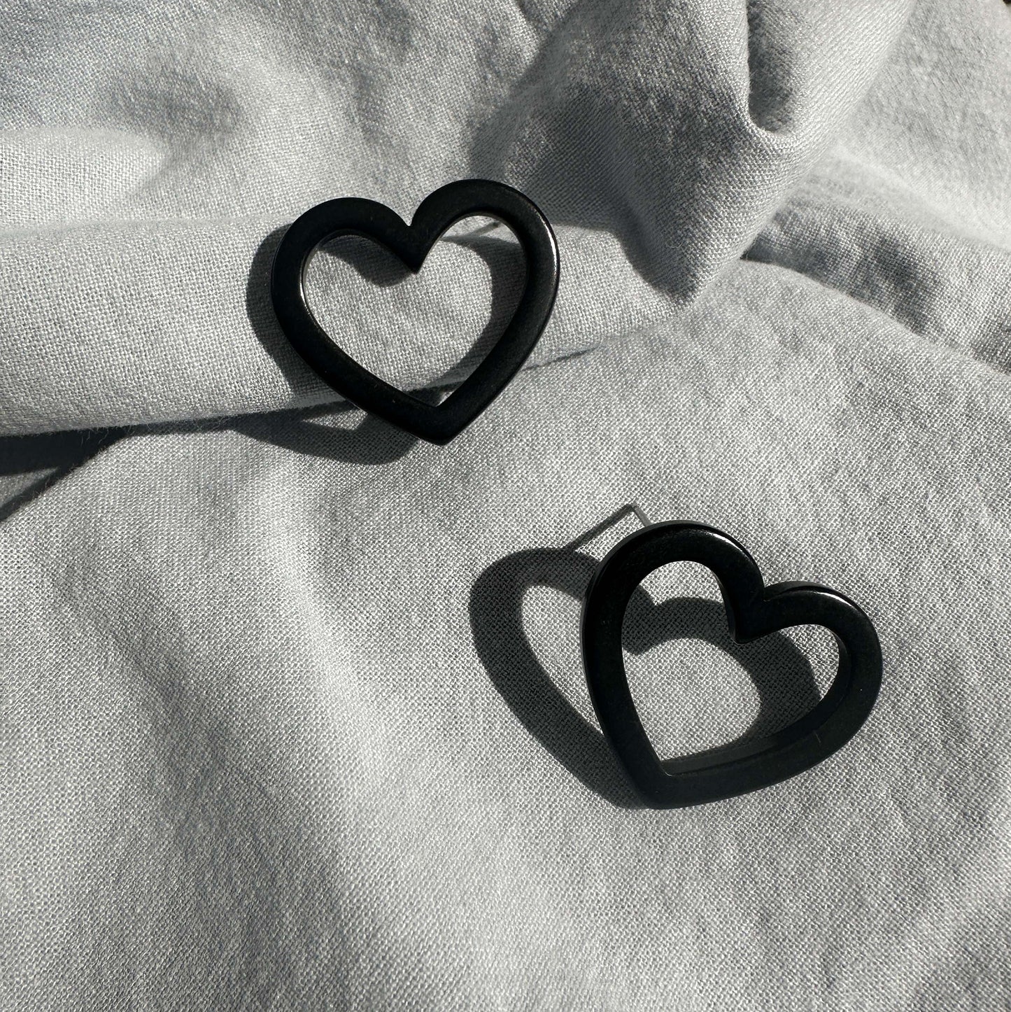 Heart shaped tagua nut silhouette colourful earrings