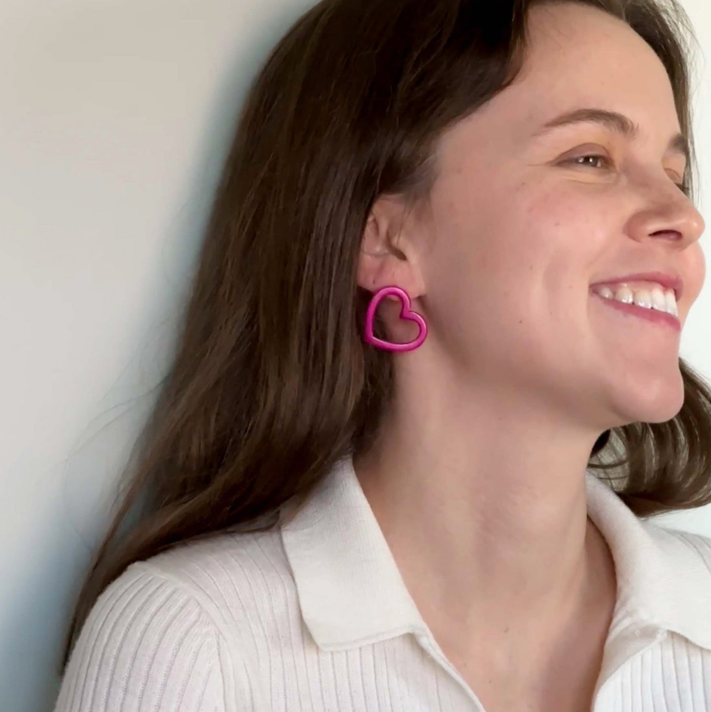 Heart shaped tagua nut silhouette colourful earrings