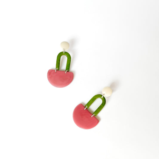 Colourful dangling earrings made with tagua nut beads