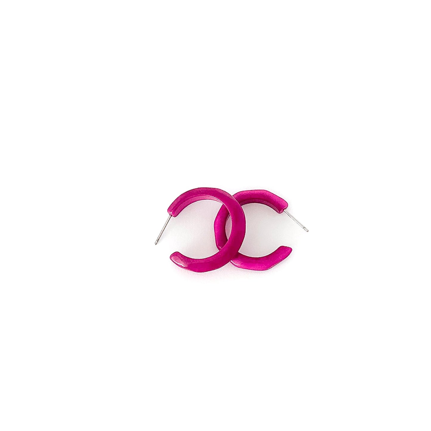 Half-moon shaped earring hoop handmade with tagua nuts