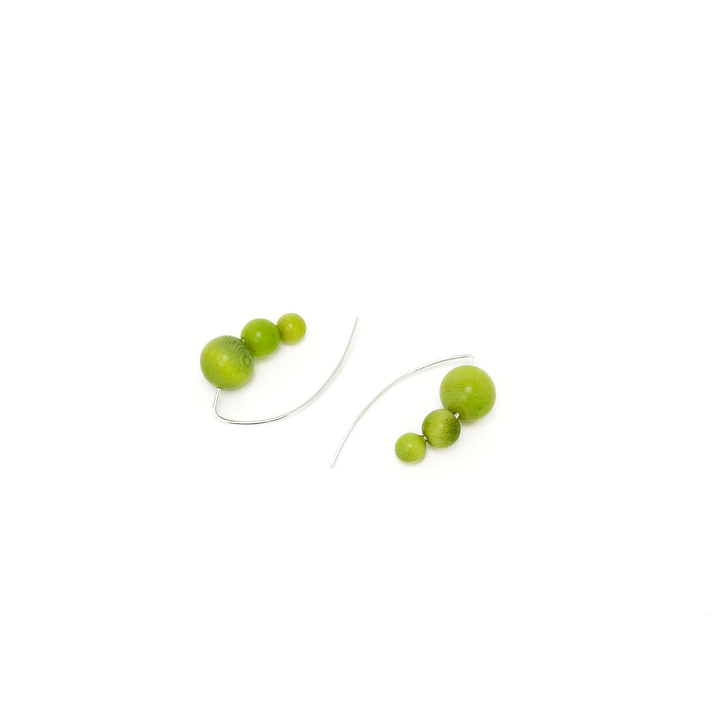 Handmade sterling silver hook earrings with organic tagua nut beads