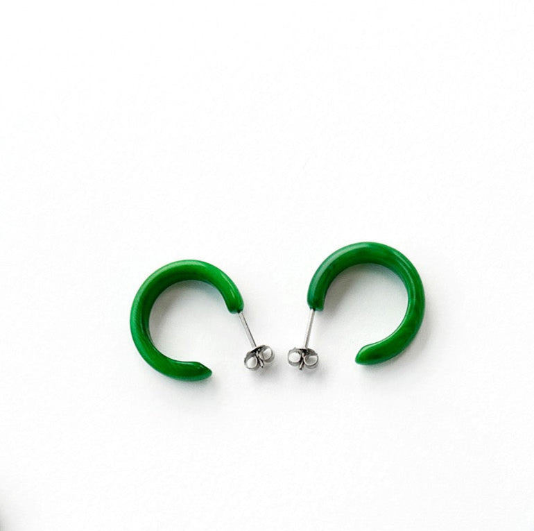 Mini hoops handmade with tagua nut beads