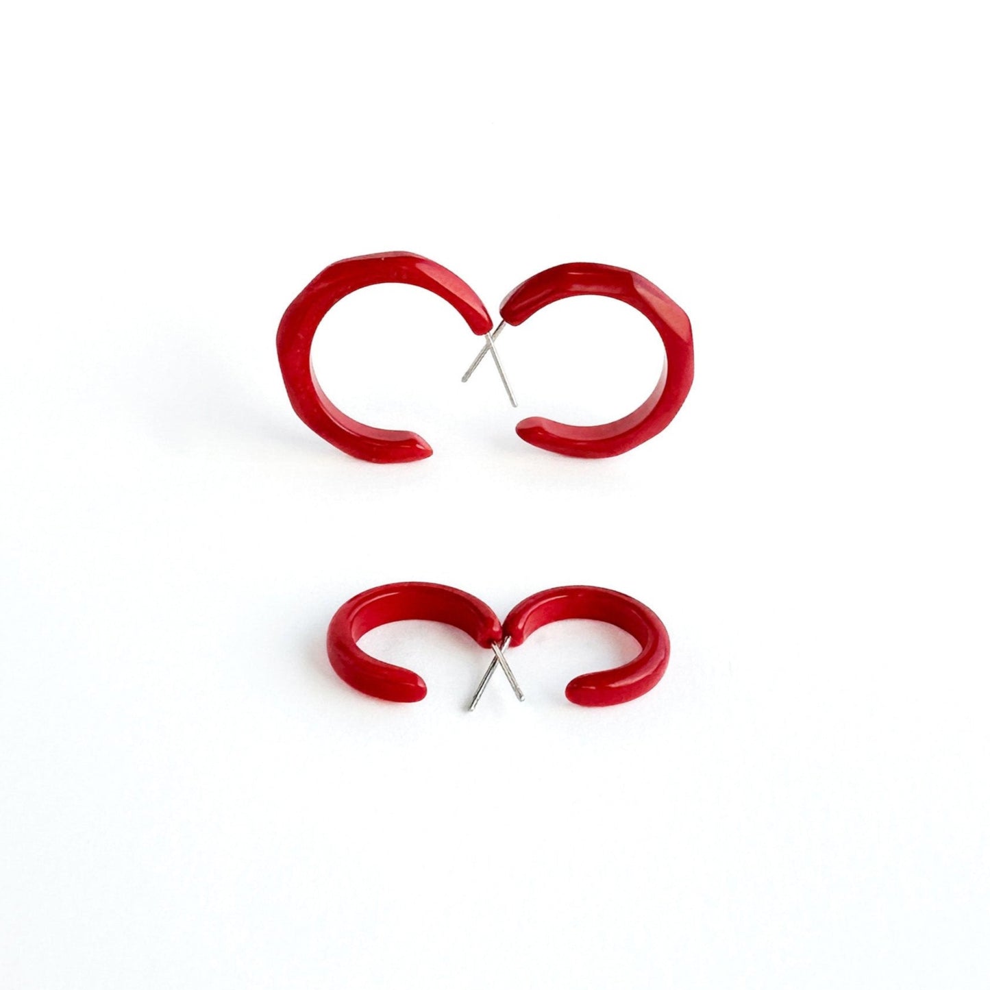 Mini hoops handmade with tagua nut beads