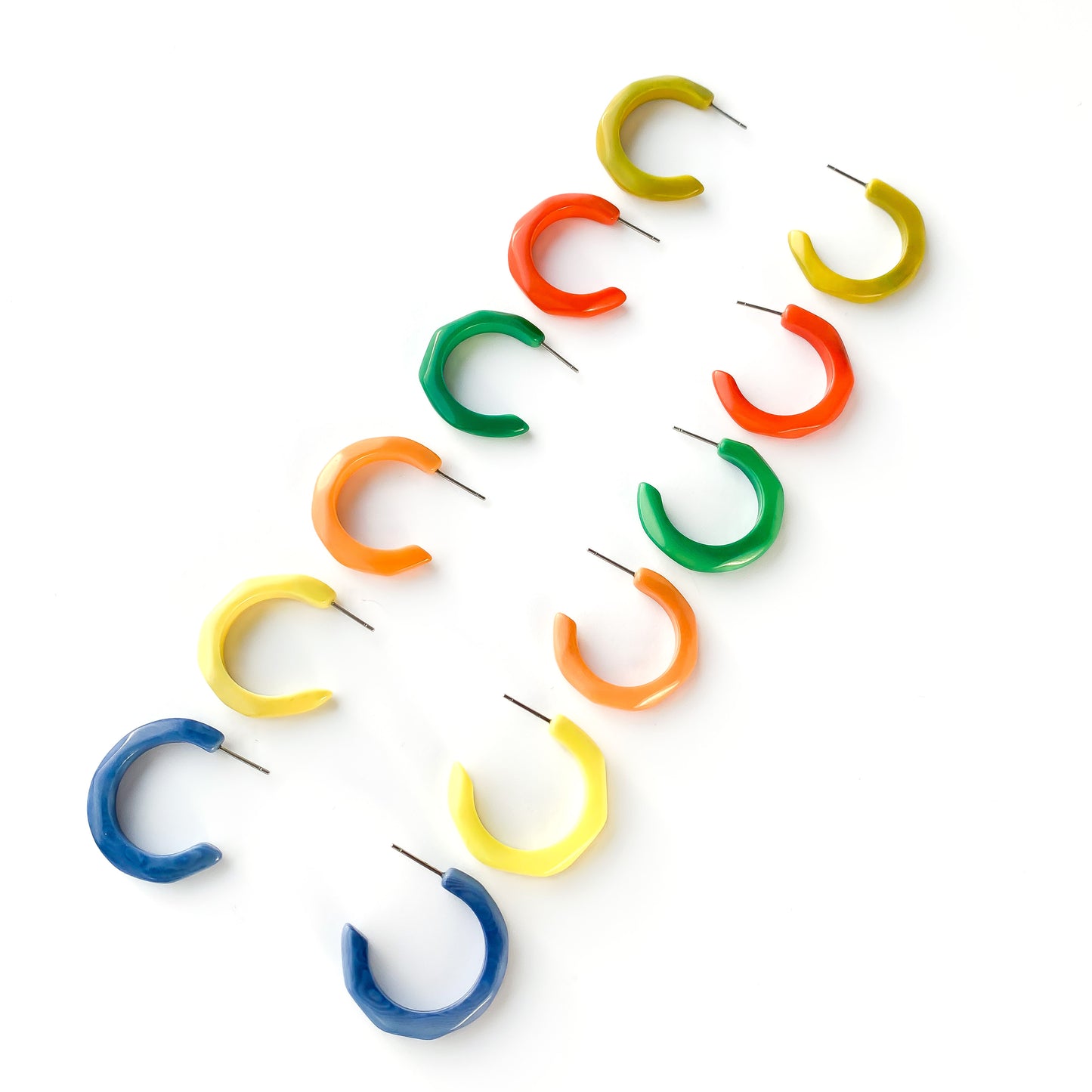 Half-moon shaped earring hoop handmade with tagua nuts