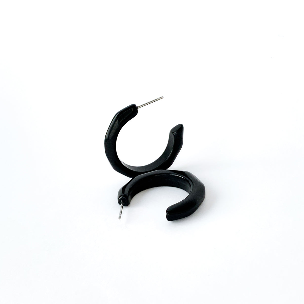 Half-moon shaped earring hoop handmade with tagua nuts