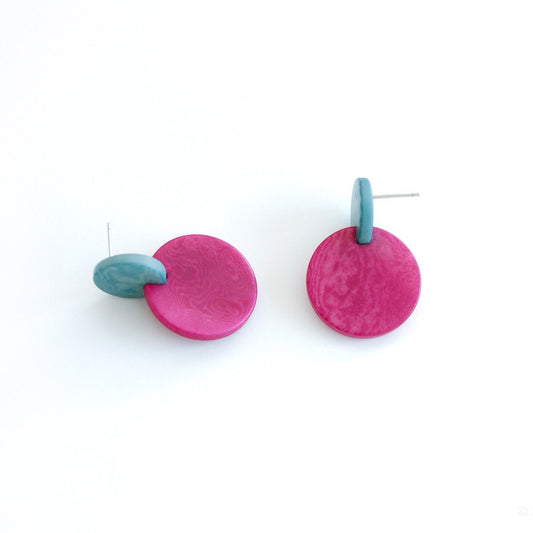 Colourful dangling earrings made with tagua nut beads