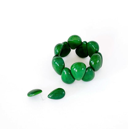 Tagua nut drop shaped earrings and bracelet 