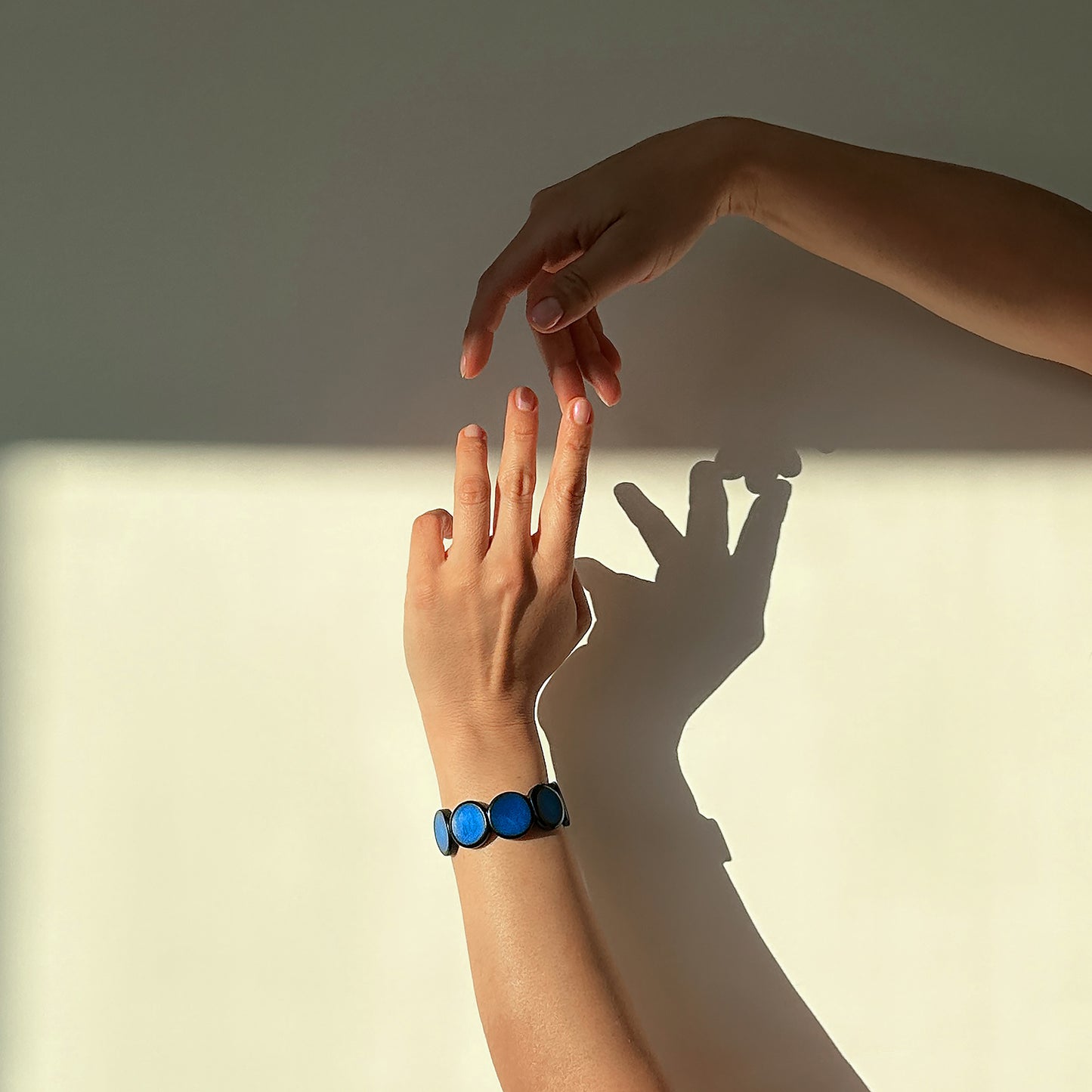 Modern colourful and organic design bracelets, made with sustainable tagua nut / vegetable ivory