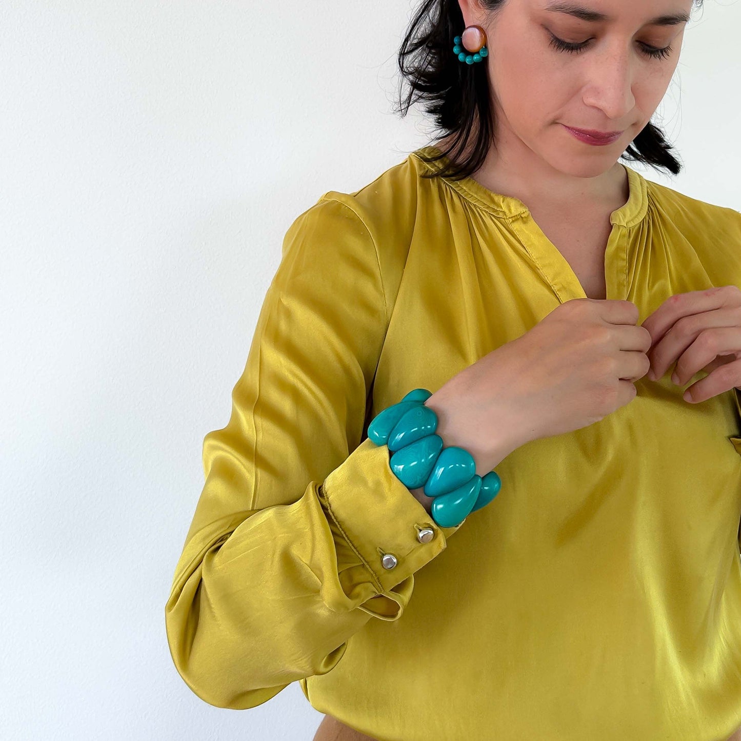 Modern organic design bracelet, made of sustainable tagua nut / vegetable ivory