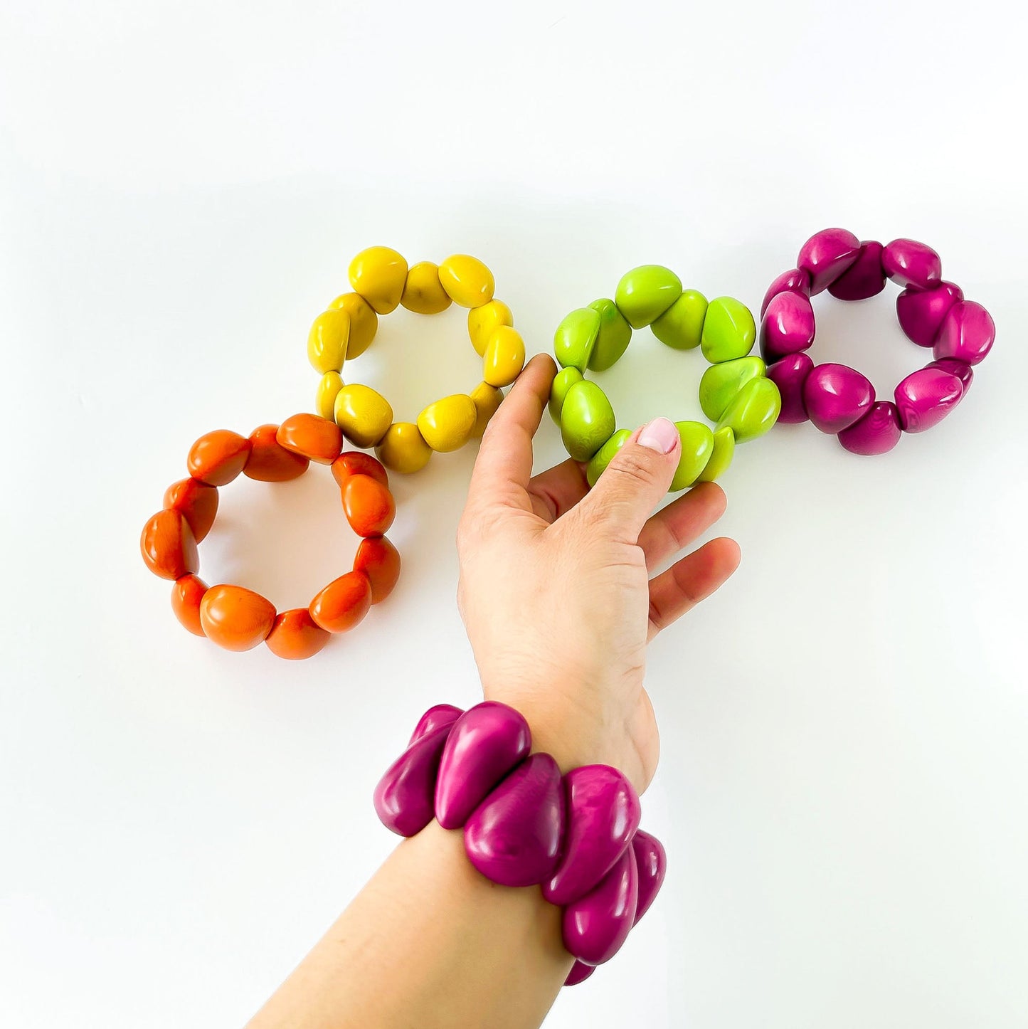 Modern organic design bracelet, made of sustainable tagua nut / vegetable ivory