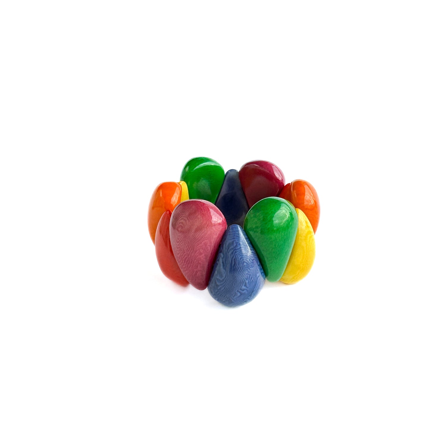 Rainbow colour bracelet hand made with tagua nut beads
