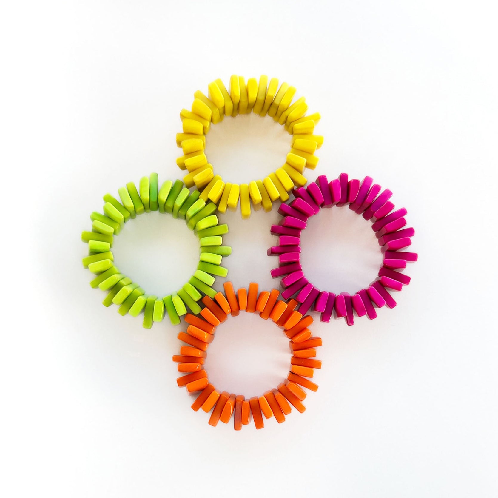 Architectonic and modern bracelet made with tagua nuts for Nasjonalmuseet Norway