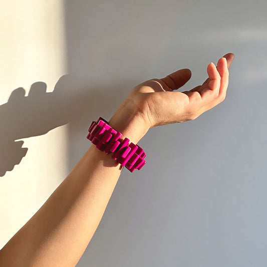 Architectonic and modern bracelet made with tagua nuts for Nasjonalmuseet Norway
