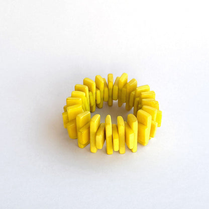 Architectonic and modern bracelet made with tagua nuts for Nasjonalmuseet Norway