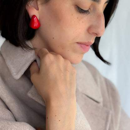 Delicate earrings in the shape of a drop, handmade with organic tagua nut.