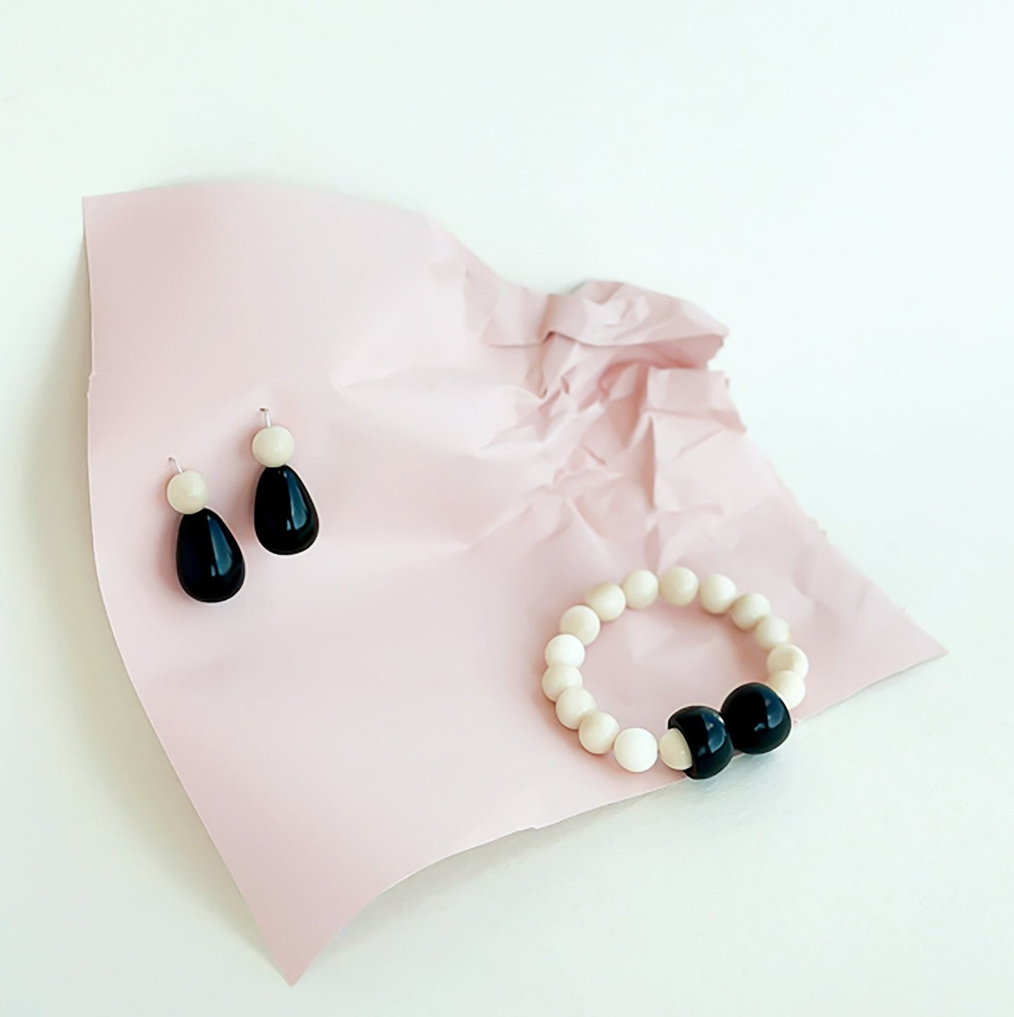 Earrings handmade with tagua nut beads and silver hooks and Saga bracelet