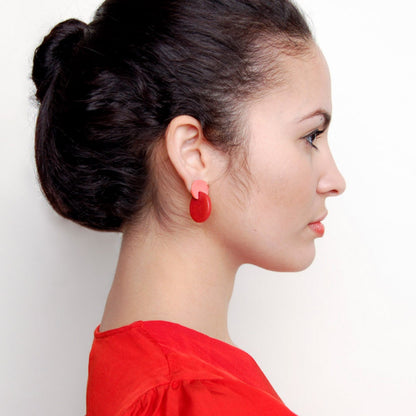 Colourful dangling earrings made with tagua nut beads