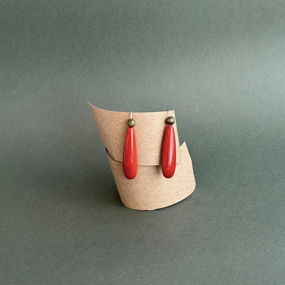Earrings handmade with tagua nut beads and silver hooks