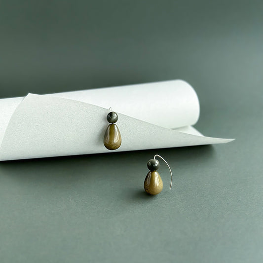 Earrings handmade with tagua nut beads and silver hooks
