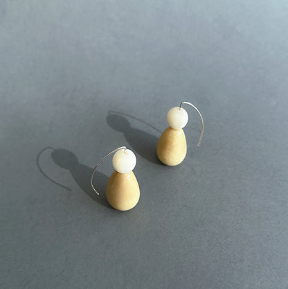 Earrings handmade with tagua nut beads and silver hooks