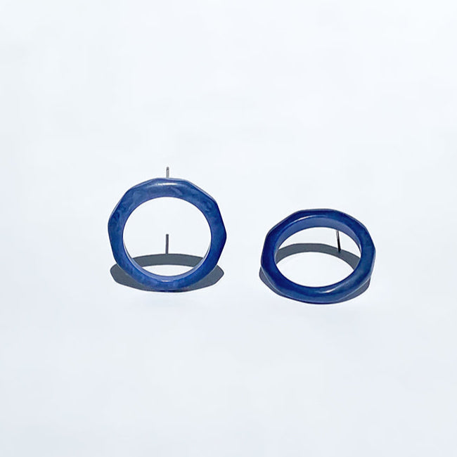 Faceted ring earrings handmade with tagua nut beads