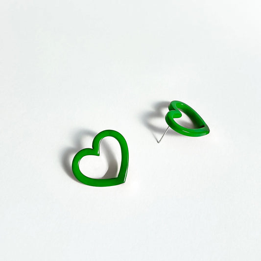 Heart shaped tagua nut silhouette colourful earrings 