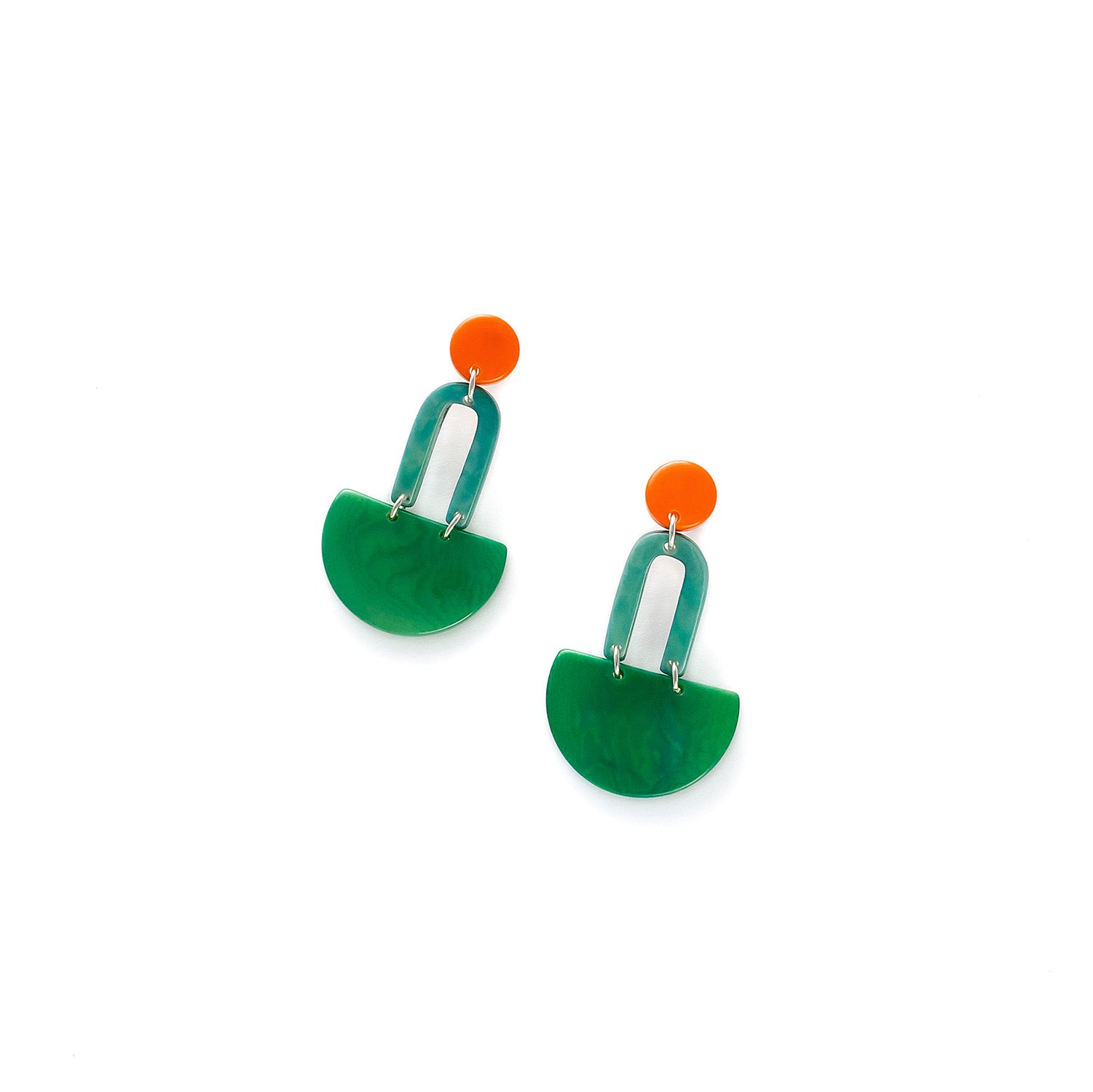 Colourful dangling earrings made with tagua nut beads