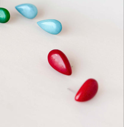 Tagua nut drop shaped earrings