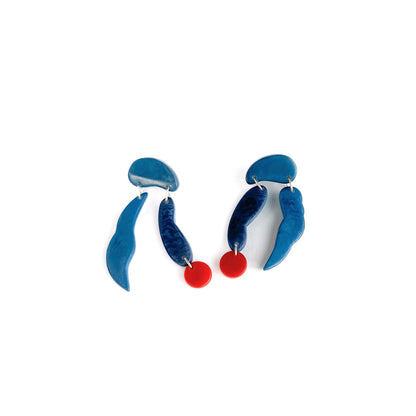 Colourful dangling earrings made with reclaimed tagua beads