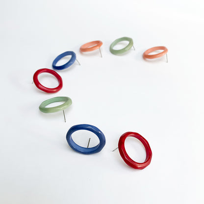 Faceted ring earrings handmade with tagua nut beads