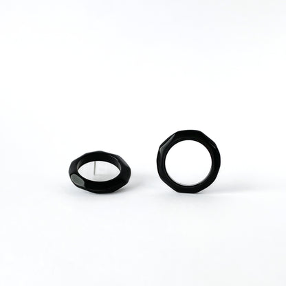 Faceted ring earrings handmade with tagua nut beads