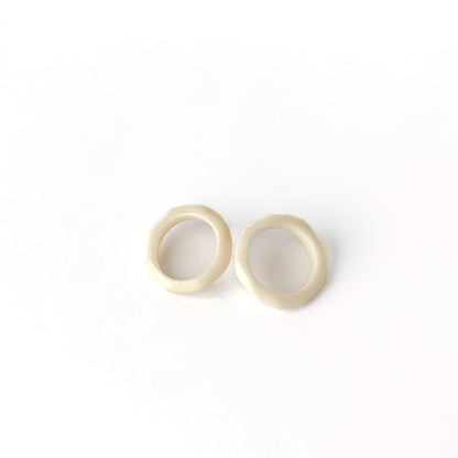 Faceted ring earrings handmade with tagua nut beads