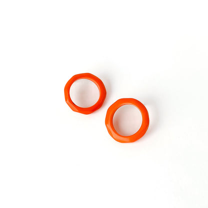 Faceted ring earrings handmade with tagua nut beads